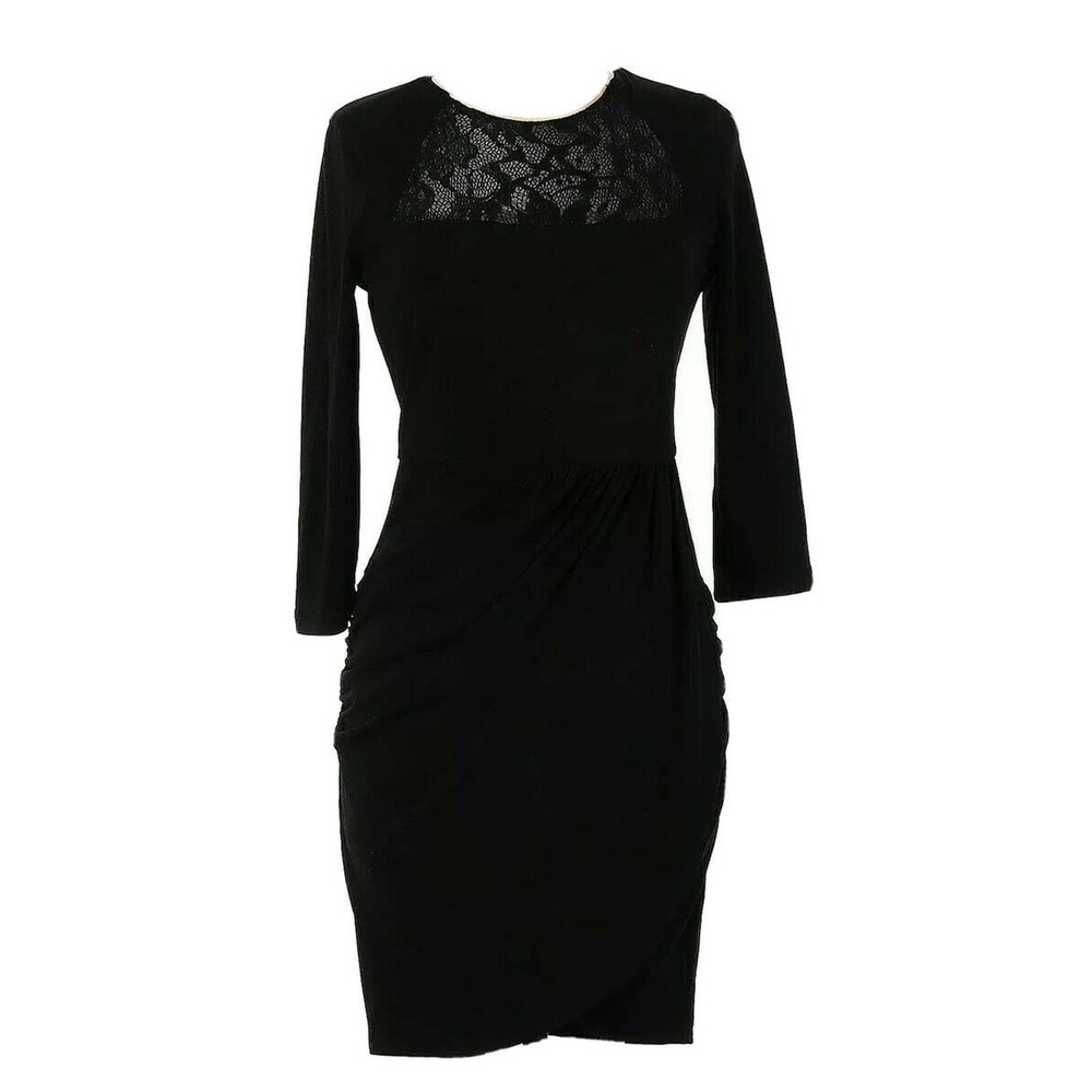 Mark +James Badgley Mischka Sheath Little Black Dress 3/4 Sleeve Tulip l…